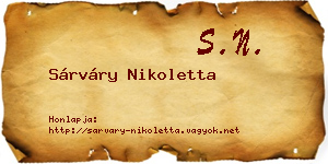Sárváry Nikoletta névjegykártya