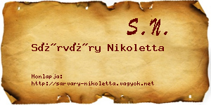 Sárváry Nikoletta névjegykártya