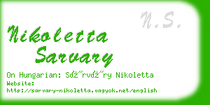 nikoletta sarvary business card